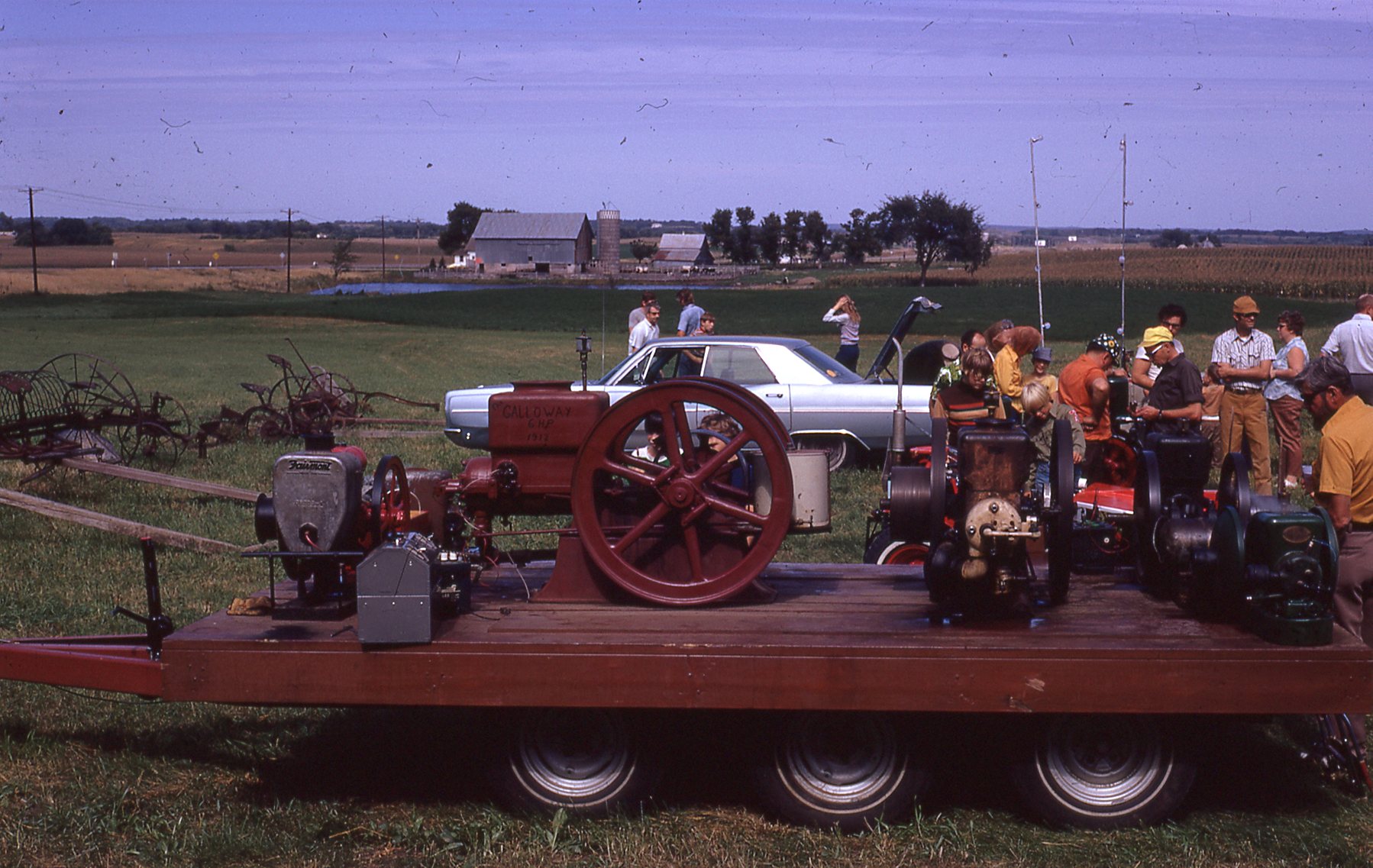 Rogers Threshing Show Small Engines with Dehn Farm in distance.